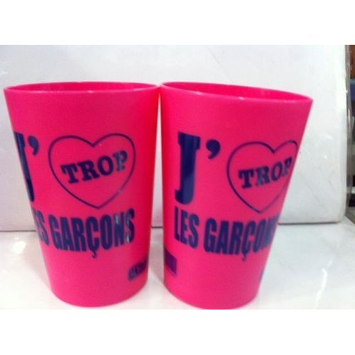Lot De 3 Verres Plastique 25cl Serigraphié Des 2 Cotés  J'aime Trop Les Garcons