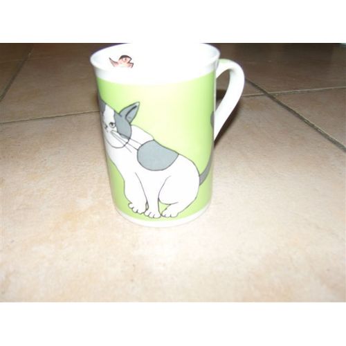 Mug "Chats" Gris Et Blanc Et Papillon