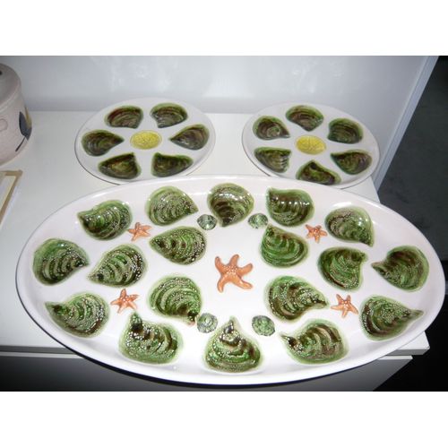 Plat A Huitres + 2 Assiettes Neuves