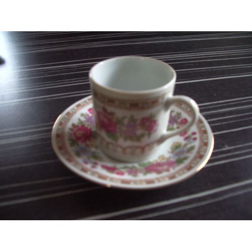 Service À Café 6 Tasses  Et 6  Sous Tasses Blanches Fleuries  Neuf