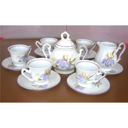 Zajecar Service The Ou Cafe Porcelaine Blanc Decor Fleur Iris
