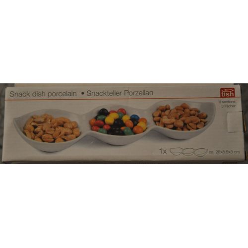 Set Plateau Coupelle De Présentation Apéritif / Porcelaine / 3 Compartiments