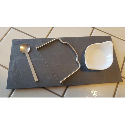 Service À Foie Gras 4 Pièces Porcelaine, Metal Argenté Inox Et Ardoise - Lebrun