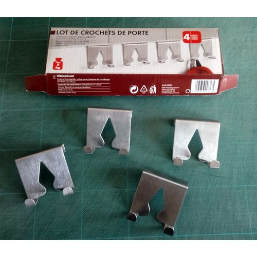 Lot De 4 Patères De Porte (8 Crochets En Inox Satiné)