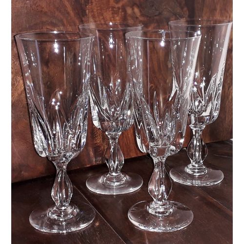 4 Flûtes À Champagne En Verre Taillé