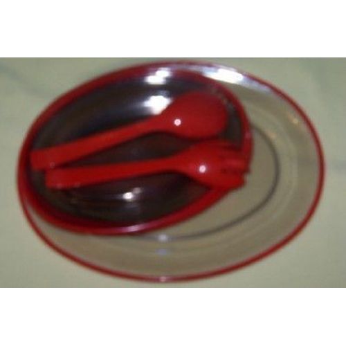 Service En Plastique Transparent Et Rouge