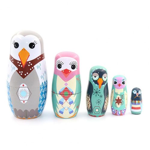 5 Pièces/Ensemble Poupées De Dessin Animé Hibou Matryoshka, Jouets Pour La Maison, Ornement De Café