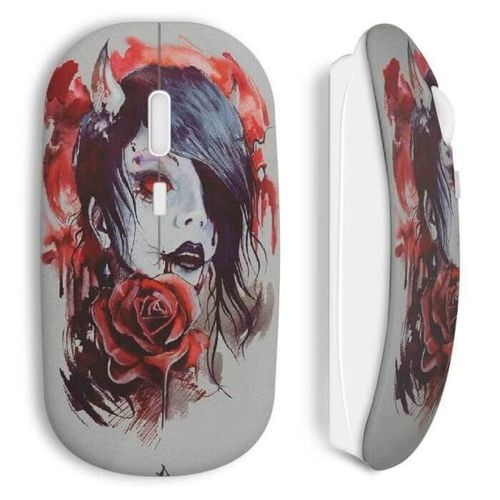 Souris Sans Fil Design Angel Paint rouge