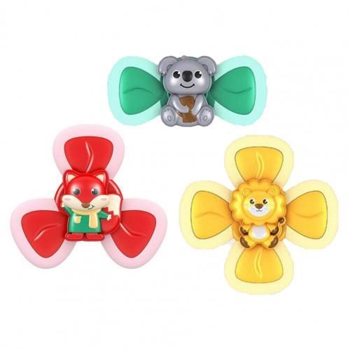 Toupie À Rotation 3 Pièces/Ensemble, Jouet De Bain Pour Bébé, Avec Ventouse Sûre, Coordination ¿Il-Main, Animal De Dessin Animé, Cadeau D'Anniversaire Pour Enfant