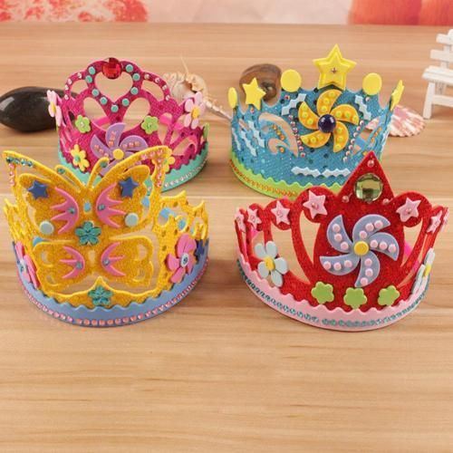 Couronne De Paillettes En Papier Mousse Eva Pour Enfants, Fleurs Étoiles, Chapeau De Fête, Jouet Artisanal, Bricolage Artistique