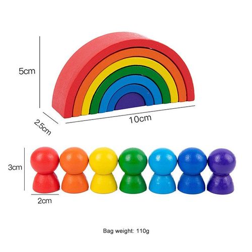 Blocs De Construction En Bois Pour Bébé, Empileur Arc-En-Ciel, Jouets Créatifs, Jouet Éducatif Montessori, Grande Taille