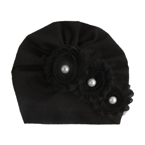 Bonnet En Coton Pour Nouveau-Né, Chapeau De Bébé, Perle, Fleur, Mignon, Hiver, Chaud, Couleur Unie, Turban