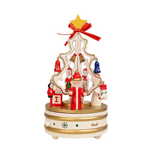 Boîte À Musique En Bois Pour Noël, Arbre De Noël Rotatif, Cadeau Créatif, Carrousel, Boîte À Musique, Jouets De Décoration Pour Enfants
