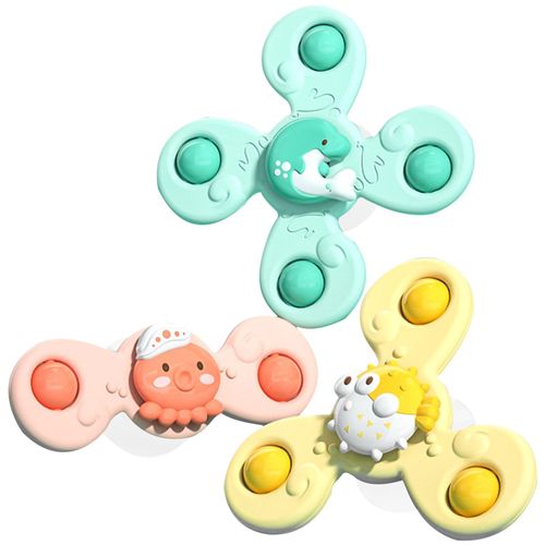 Spinner À Dessin Animé Pour Bébé, 3 Pièces, Jouet, Ventouse, Bain Intéressant, Cadeau D'Anniversaire Pour Enfant