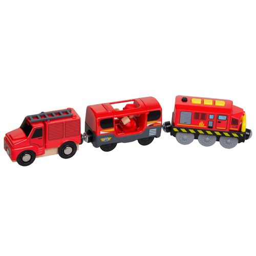 Jouet De Train Électrique Pour Enfants, Jouet De Chemin De Fer Magnétique, Camion De Pompier Pour Voie De Train En Bois