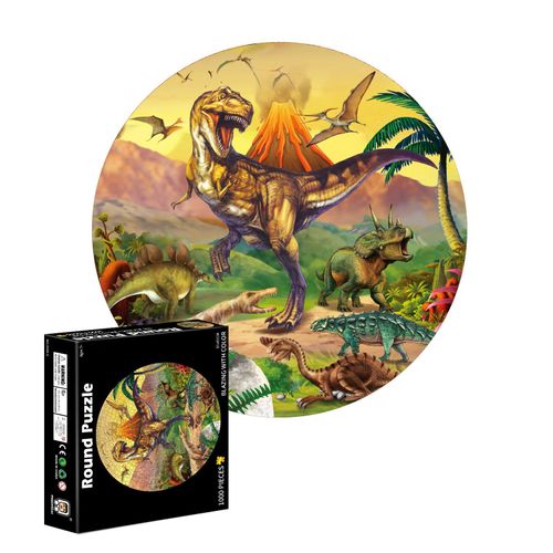 Puzzle Rond En Papier Pour Enfants, 1000 Pièces, Casse-Tête, Dinosaure, Dessin Animé