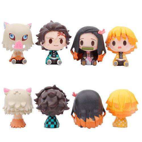 Figurine De Dessin Animé Japonais En Pvc, 4 Pièces, Poupée Mignonne, Voiture, Décoration De Maison, Tueur De Démons, Personnage, Jouets D'Action