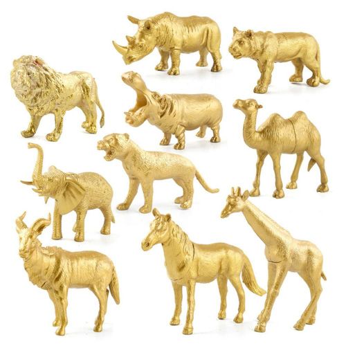 Figurine D'Animal En Or, Jouet, Modèle Animal, Simulation Lion, Tigre, À Collectionner, Poupées