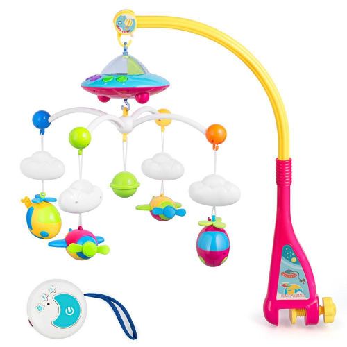 Hochets Mobiles Pour Bébé De 0 À 12 Mois, Jouets Pour Nouveau-Né, Clochette De Lit, Lits De Carrousel Et Télécommande, Musique Légère
