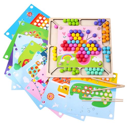 Jeu De Puzzle En Bois Montessori Pour Enfants, Perles En Forme D'Arc-En-Ciel, Éducation Précoce, Jouets De Société, Cognition Des Couleurs, Cadeaux De Noël
