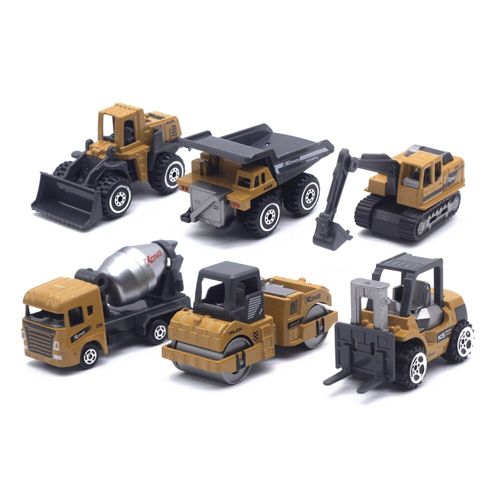 Mini Véhicule D'Ingénierie Pelleteuse En Alliage Moulé, Ensemble De Modèles De Voitures, Collections Pour Enfants Garçons, Cadeau De Noël 6 Pièces/Ensemble 1:64