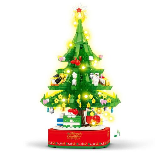 Boîte À Musique Rotative À 486 Degrés, Blocs De 360 Pièces, Assemblage Montessori Arbre De Noël Boîte À Musique Légère, Cadeaux De Décoration De Noël