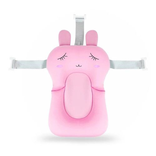Tapis de baignoire pliable pour nouveau-né, lapin mignon, Portable, doux, Support réglable, coussin de bain