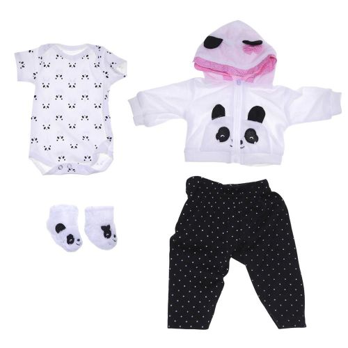 Vêtements De Poupée Pour Nouveau-Né De 16 À 18 Pouces, Accessoires De Tenue, 4 Ensembles Assortis, Panda, Tenue Pour Nouveau-Né