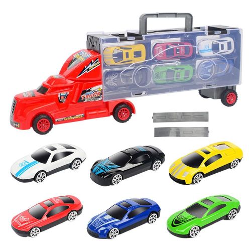 Jouet Camion Voiture Garage Jouets Pour Garçons Véhicules De Jeu Pour Enfants Voiture Transporteur Camion Jouet Modèle Voitures Camion Jouet Ensemble Avec 6 Pièces Mini Voiture En Métal