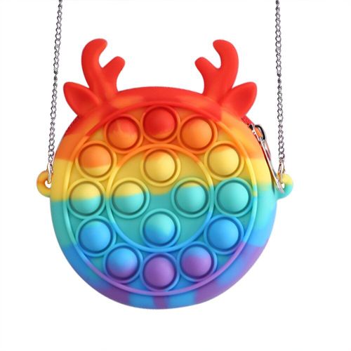 Sac Arc-En-Ciel En Silicone Pour Mère Et Bébé, Jouets Anti-Stress Pour Le Bout Des Doigts, Jeu À Fossettes Simple Et Divertissant