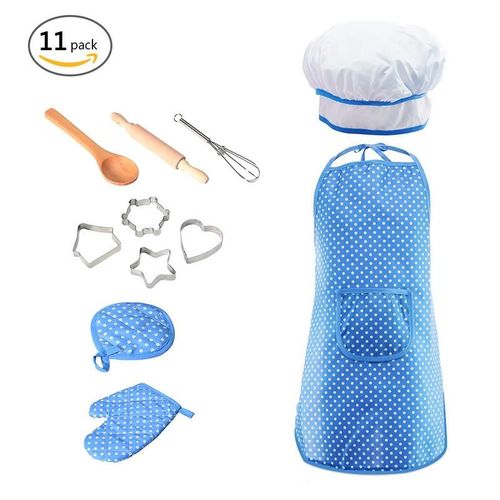 Ensemble De Cuisine Et De Pâtisserie Pour Bébé Fille, 11 Pièces/Ensemble, Costume De Cuisine, Kits De Jeu De Rôle, Tablier, Chapeau, Jouet De Cuisine Amusant Pour Enfants