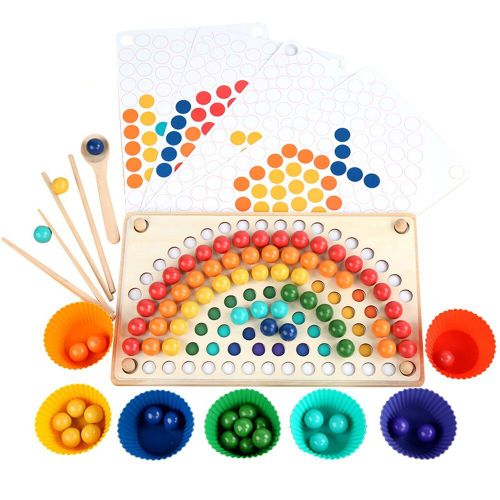 Planche Arc-En-Ciel Montessori, Jouets Pour Bébé, Perles À Clip, Puzzle De Tri Des Couleurs En Bois, Jouets Éducatifs, Cadeau Sensoriel