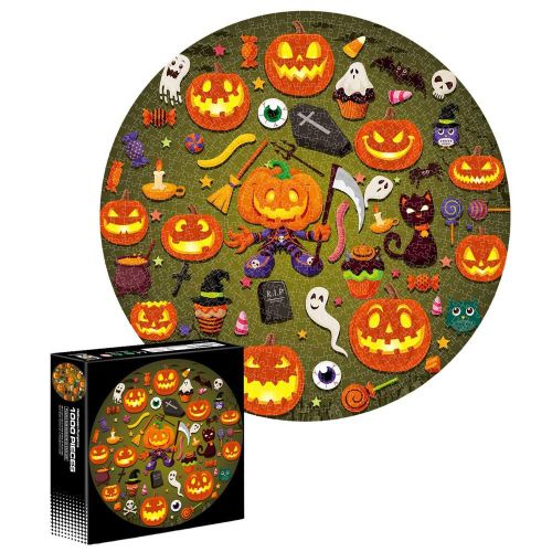 Jouets Thème Rond D'Halloween, 1000 Pièces, Puzzle Intéressant, Cadeau De Vacances Éducatif, Jouets À Motifs Pour Adultes Et Enfants