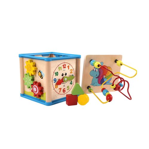 Cube D'Activité En Bois Montessori, Jouets En Forme De Couleur, Puzzle De Cognition, Perles Rondes, Jouets Éducatifs Amusants Pour Enfants, Cadeaux De Noël