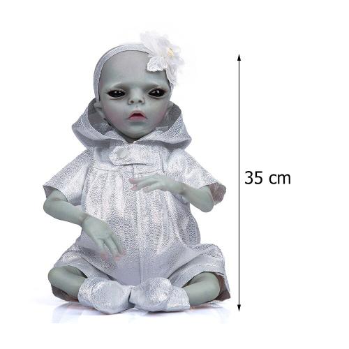 Poupée Reborn Alien Finie De 14 Pouces Avec Vêtements Jouet Doux Et Mobile Peint À La Main Cadeaux Pour Enfants