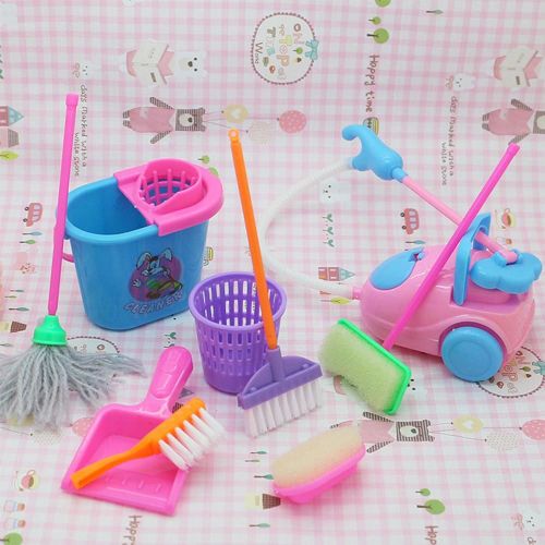 Accessoires De Mini Poupée Pour Barbie, Ensemble De 9 Pièces, Outils De Nettoyage Ménager, Jouet Éducatif Pour Enfants