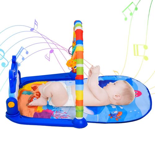 Tapis De Jeu Pour Bébé, Support À Musique, Puzzle, Clavier De Piano, Gymnastique, Jouet Pour Ramper, Bleu