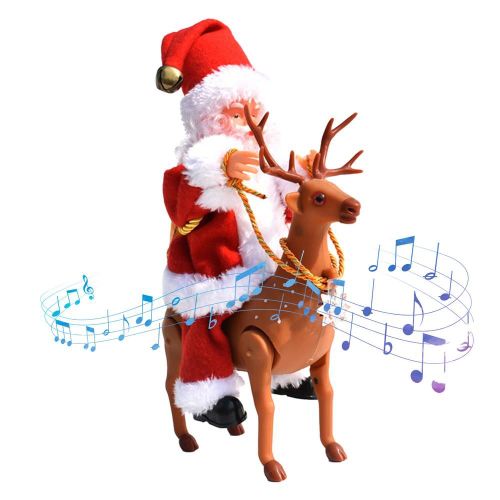 Jouet Musical De Noël Pour Enfants, Jouet Électrique De Père Noël À Cheval Sur Cerf, Décor, Cadeau De Noël