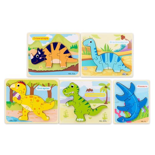 Puzzle 3d En Bois Pour Bébés, Dessin Animé Dinosaure, Pour Enfants, Garçon Et Fille, Montessori, Apprentissage Précoce, Jouets Éducatifs, Cadeau Pour Enfants
