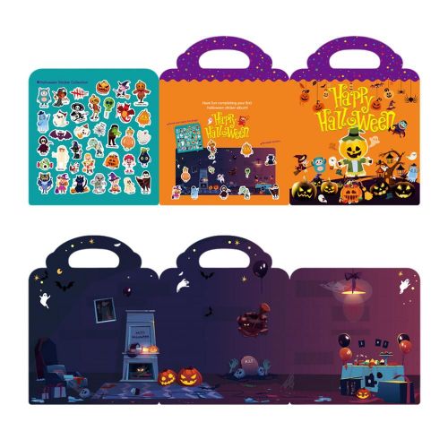 Livre D'Autocollants D'Halloween Réutilisable, Puzzle, Jeux, Jouets Éducatifs Pour Enfants, Cadeau Pour Bébé, Peinture, Ensemble De Gribouillage