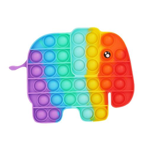 Jouet Sensoriel Anti-Stress En Silicone En Forme D'Éléphant De Dessin Animé Arc-En-Ciel, Puzzle Relaxant, Jouets D'Autisme Pour Adultes Et Enfants