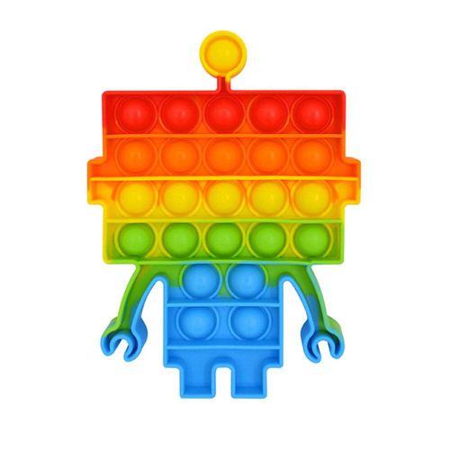 Robot Anti-Stress En Silicone En Forme D'Arc-En-Ciel, Anti-Stress, Décompression, Bulle De Poussée Sensorielle, Jouet Puzzle Anti-Stress Pour Enfant Et Adulte
