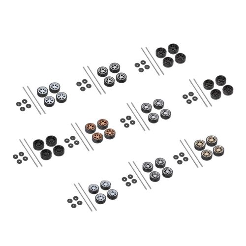 4 Pièces 11mm Moyeu Jantes Et Pneus En Caoutchouc De 1:64 Modèle De Voiture