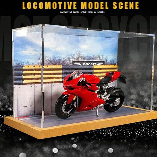 Vitrine De Modèle De Moto 1:18 En Acrylique, Anti-Poussière, Bricolage, Ornements De Jouets, Espace De Stationnement, Décor De Table De Garage