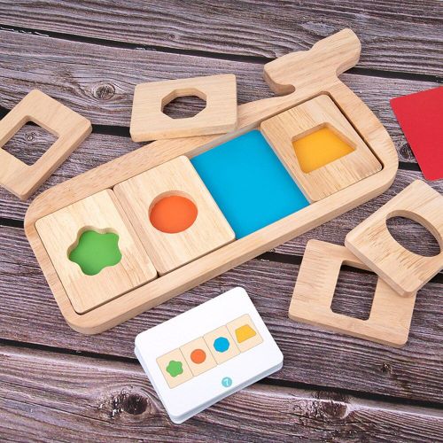 Puzzle De Séparation Des Couleurs En Forme De Baleine Montessori, En Bois, Entraînement Sensoriel, Éducation Précoce, Cognition, Jeux Assortis