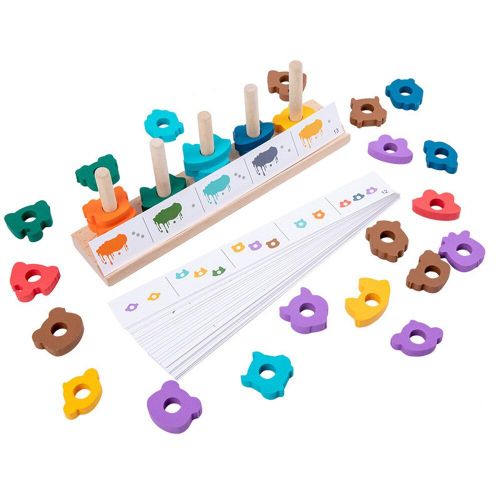 Jeu De Blocs De Construction Éducatifs En Bois Pour Enfants, Colonne De Formes Géométriques, Jeu De Couleurs Assorties, Jouet En Bois Pour Bébé, Apprentissage Précoce