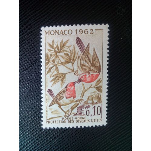 Timbre Monaco Yt 582 Merle D'europe (Erithacus Rubecula Aux Abords) 1962 ( 160206 )