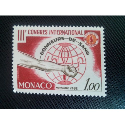 Timbre Monaco Yt 598 3e Congrès International Des Donneurs De Sang 1962 ( 160206 )
