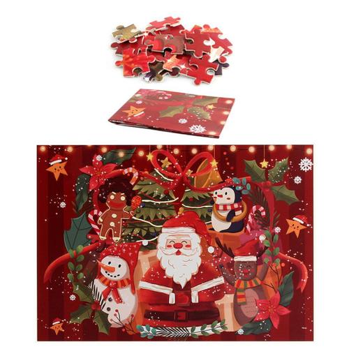 1000 Pièces Noël Puzzle Pour Les Amis De La Famille Enfants Jouets Éducatifs, Père Noël Bonhomme De Neige Avec Fauve