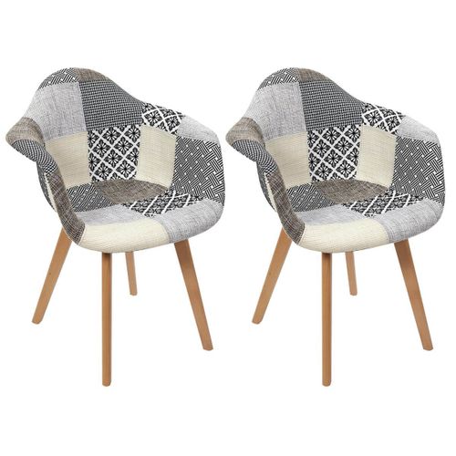 Giada - Lot De 2 Fauteuils Patchwork Motifs Grisés